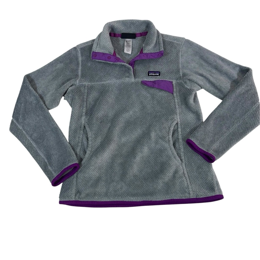 Patagonia Re-Tool Snap-T Pullover Women's Small Fleece Gray Purple Outdoor Camp